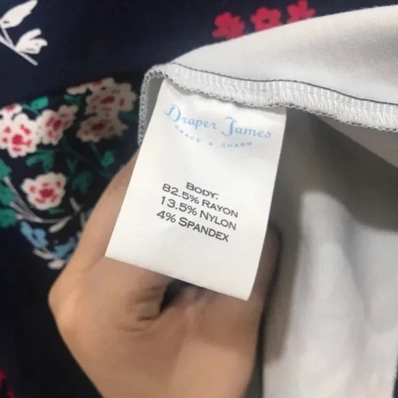 Draper James Floral Ponte A-Line Dress Navy Blue - Picture 6 of 7